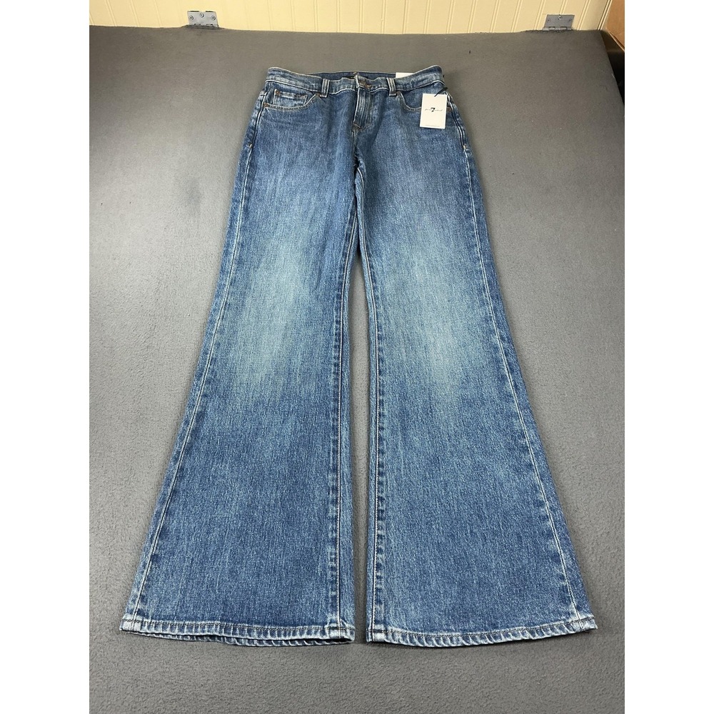 7 For All Mankind Jeans Womens 27 Blue Spencer Flare Mid Rise 34 Inseam Festival